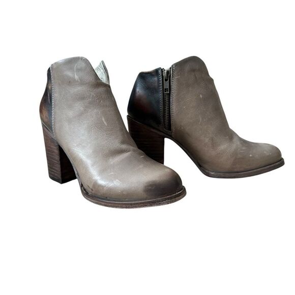 Freebird by Steven Darius Distressed Leather Stacked Heel Bootie | Size 8 - Picture 6 of 10